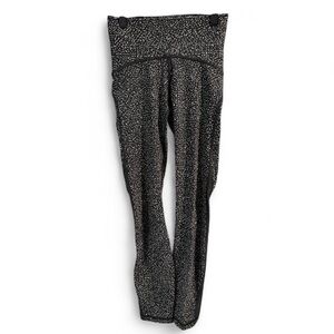 Lululemon High-Rise 7/8 Leggings Black White Speckled Mesh‎ Tights Size 2